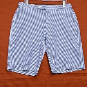 Brooks Brothers Genuine Seersucker Blue/White Stripes Cotton Short Men's Size 34